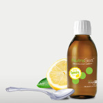 NutraSea - Liquid Fish Oil (Lemon Flavour) with teaspoon and lemon on the image